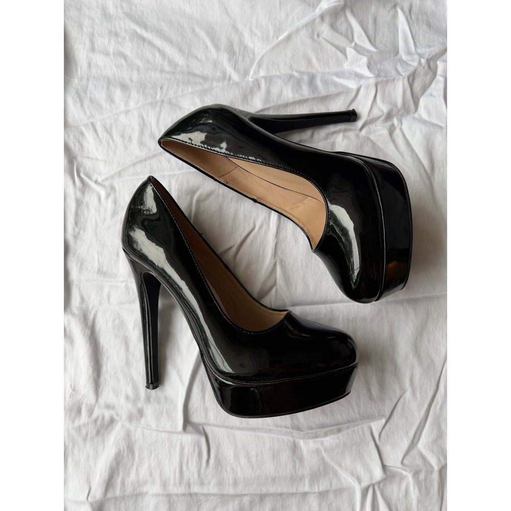 Elisabet Tang Platform Heels Size 8 Black Patent High Stiletto Heel